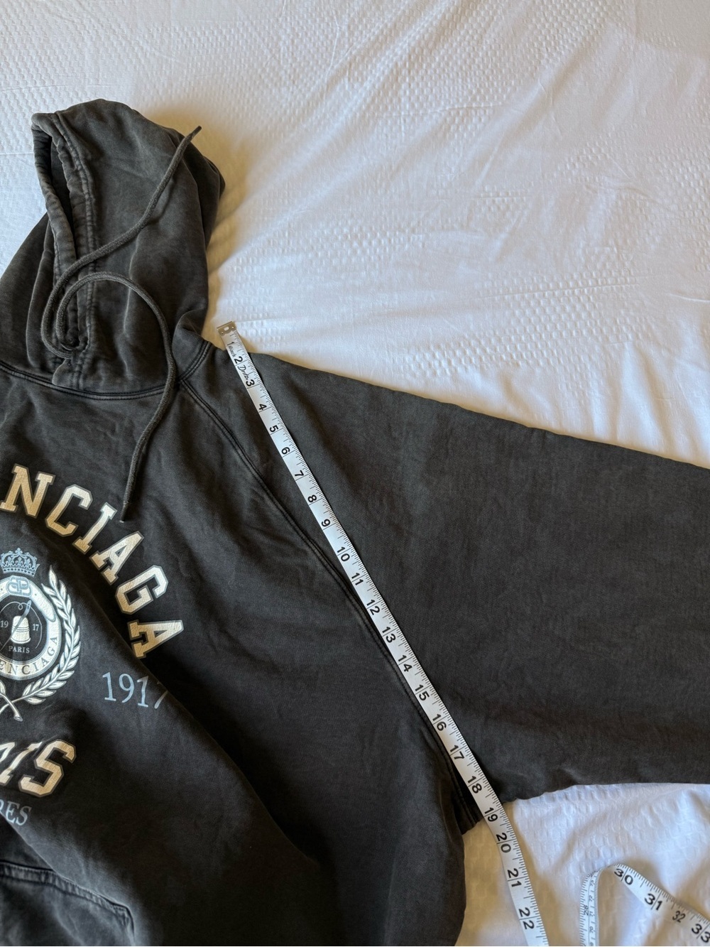 Balenciaga College 1917 Hoodie Washed Black Size 2 Fits XL✨ - Picture 9 of 16